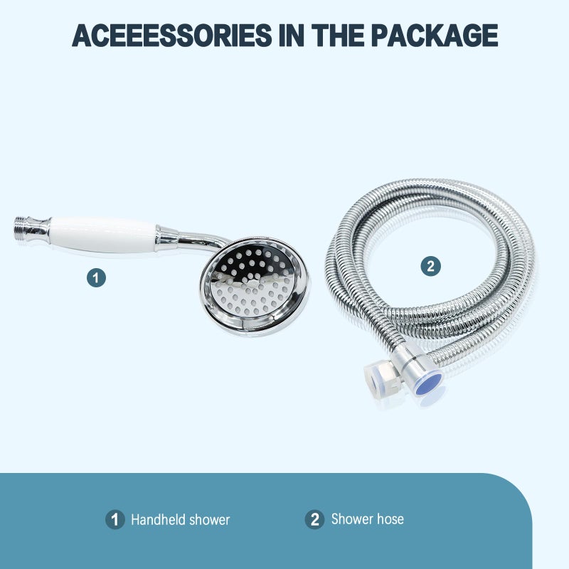 ENGA Vintage Hand-held Shower Rain Sprayer Telephone Shaped Ceramic Shower Head with 59 Inch Hose for Bathroom (Chrome Finish) - Image 5